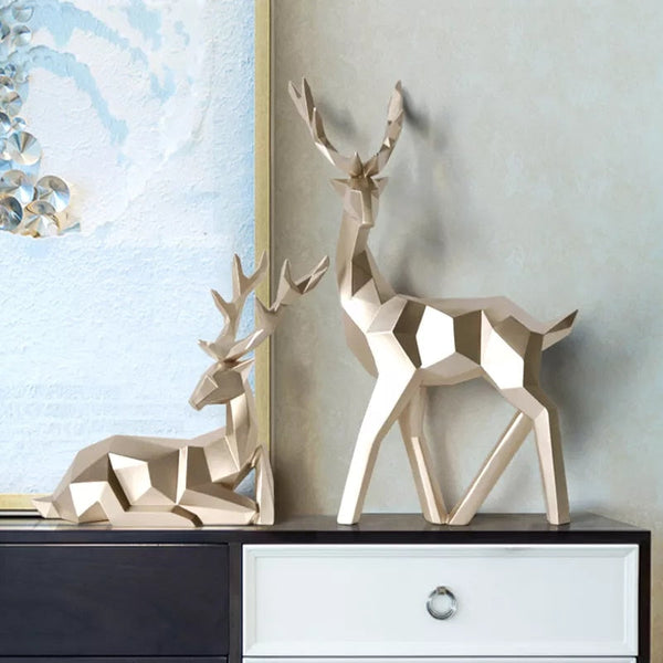 Matte Cervidae Deer Sculpture